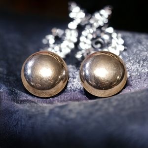 Vintage Oversized Puff Stud earrings Classic Timeless Silver-plated